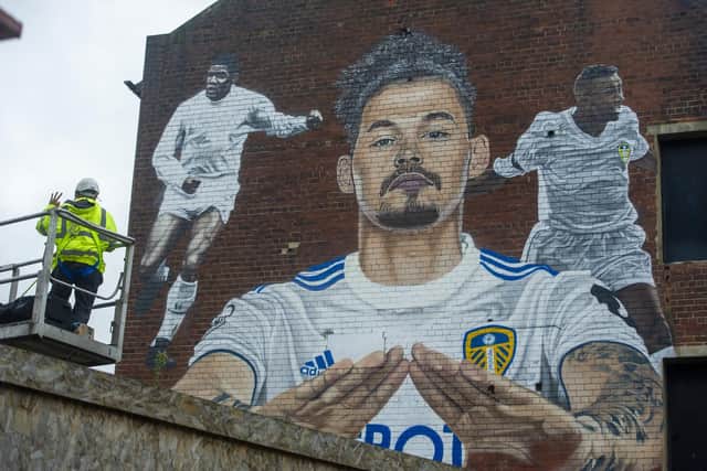 COMMEMORATED: Kalvin Phillips is the central figure in a mural at The Calls in Leeds city centre, also featuring Albert Johanneson and Lucas Radebe