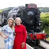 Sheridan Smith and Jenny Agutter stars of The Railway Children Return at the World Premiere at Oakworth Station on the Keighley and Worth Valley Railway to be taken to Keighley PIcture House to view the film.. Picture Tony Johnson