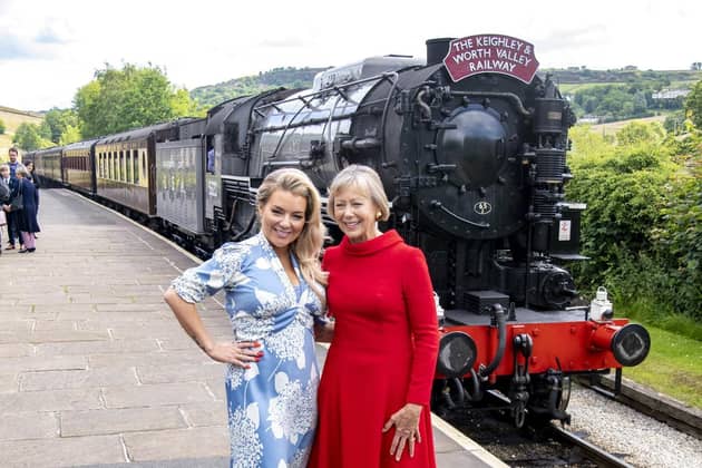 Sheridan Smith and Jenny Agutter stars of The Railway Children Return at the World Premiere at Oakworth Station on the Keighley and Worth Valley Railway to be taken to Keighley PIcture House to view the film.. Picture Tony Johnson