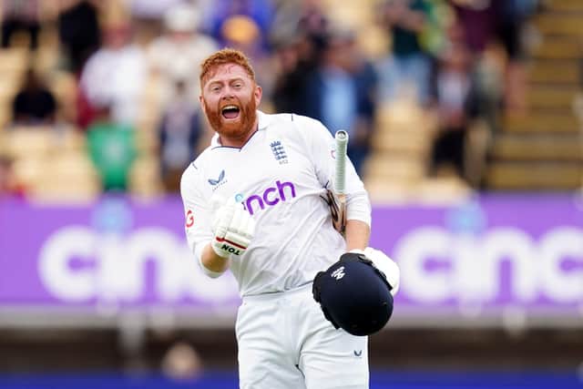 England's Jonny Bairstow celebrates on day five of the fifth LV= Insurance Test Series match with India (Picture: PA)