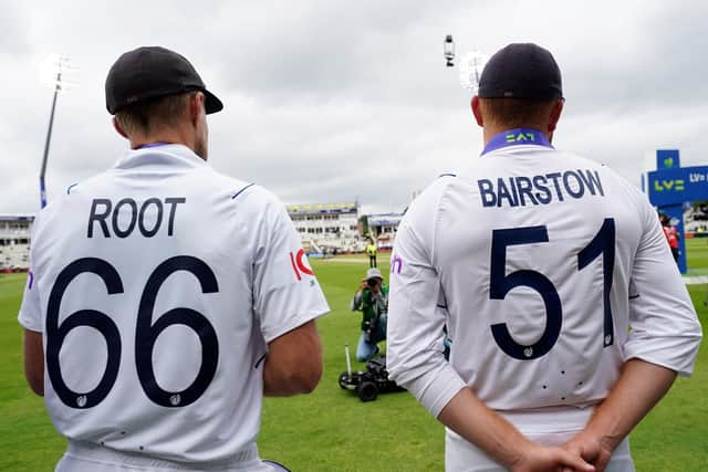England's Joe Root and Jonny Bairstow after victory over India at Edgbaston (Picture: PA)