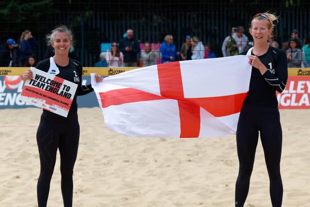 Jess Grimson and Daisy Mumby celebrate qualifying for the Commonwealth Games. Picture: Steve Smith.