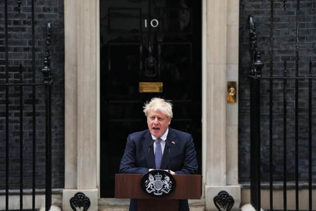 Boris Johnson resigning as Prime Minister. Picture: Carl Court/Getty Images.