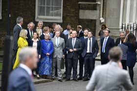Andrea Jenkyns (in yellow dress) was among the Tory MPs to watch Boris Johnson's address in person