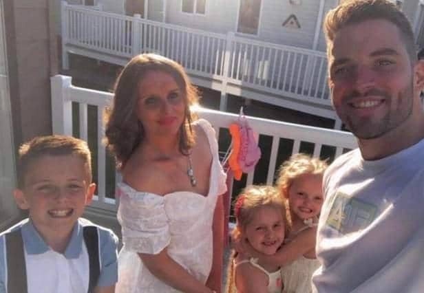 Jessica Sloane with her fiance Conor Waddington and three children