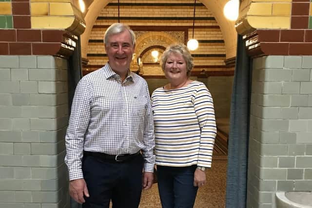 Peter Wright and wife Lin visit Harrogate's Turkish Baths