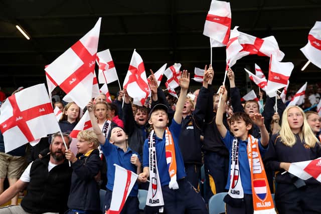 England fans show their support prior to the Women's International friendly match between England and Netherlands at Elland Road. (Photo by George Wood/Getty Images)