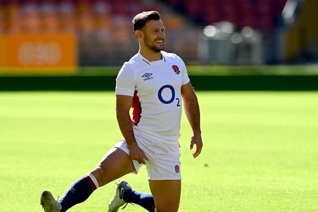 Danny Care stretches during the England Rugby squad captain's run at Suncorp Stadium on July 08, 2022 in Brisbane, Australia. (Picture: Bradley Kanaris/Getty Images)
