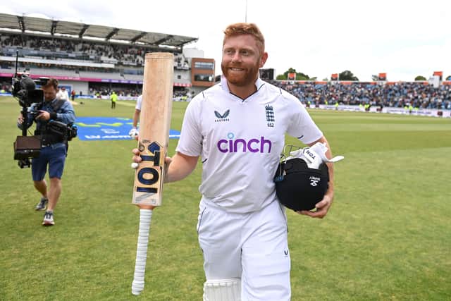Jonny Bairstow of England celebrates winning the Third LV= Insurance Test Match between England and New Zealand at Headingley on June 27, 2022 in Leeds, England. (Picture: Gareth Copley/Getty Images)