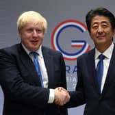 File photo dated 26/08/18 of Prime Minister Boris Johnson meeting the then Japanese Prime Minister Shinzo Abe
