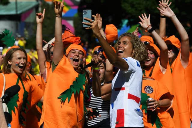 Dutch fans in the fanzone in Sheffield