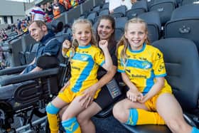 Rob Burrow with wife Lindsey and daughters Macy and Maya at Magic Weekend (Picture: Allan McKenzie/SWPix.com)
