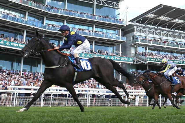 Impressive: Unbeaten sprinter Royal Aclaim ridden by Andrea Atzeni wins The John Smith's City Walls Stakes at York. Picture: Nigel French/PA Wire.