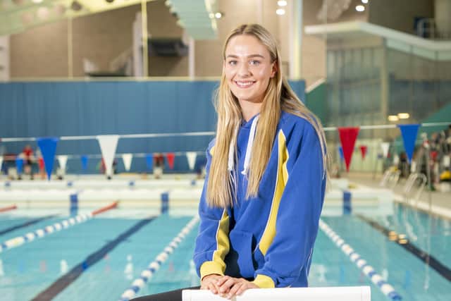 Top step: City of Leeds swimmer Leah Schlosshan at the Leeds Aquatic Centre. (Picture: Tony Johnson)