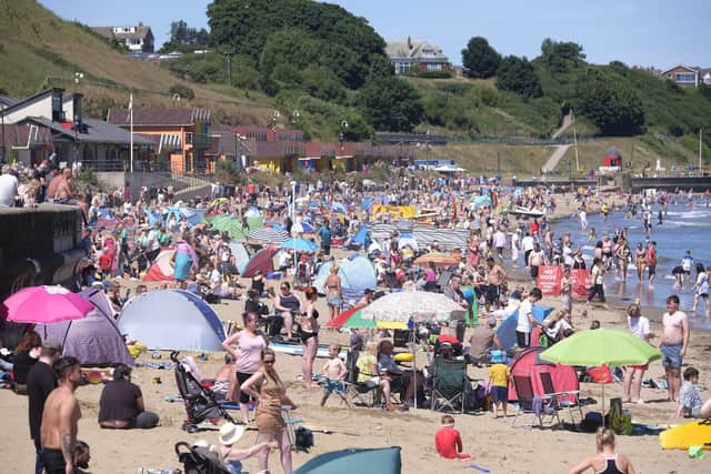 People enjoying the warm weather in Scarborough this weekend