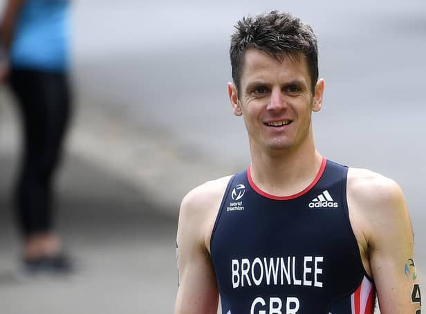 Jonny Brownlee makes his way to the medical centre after he crashed out of the race in Leeds on11th June 2022. (Picture: Jonathan Gawthorpe)