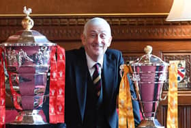 Sir Lindsay Hoyle with the World Cup trophies. (Picture: SWPix.com)