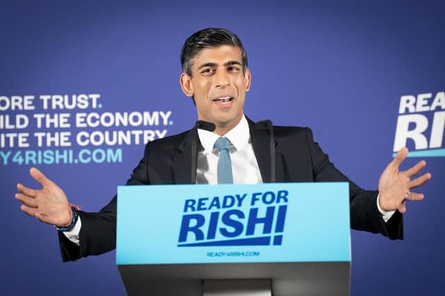 Rishi Sunak at the launch of his campaign to be Conservative Party leader and Prime Minister