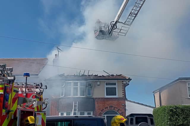 The scene of the blaze in Old Park Road in Sheffield. (Pic: @DronfieldFire on Twitter)