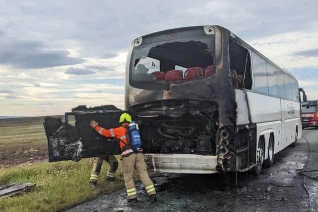 The aftermath of the blaze, which ripped through the engine compartment of the coach. (Photo: RAF Flyingdales)