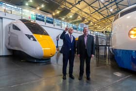 Keith Aspden, right, at the National Railway Museum with Sir Ed Davey.