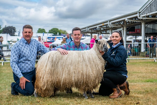Pictured TV Presenter Matt Baker, with a Wensleydale Sheep farmer Rebecca McPartland, of Tadcaster (Harrison Spinks Bedmakers).