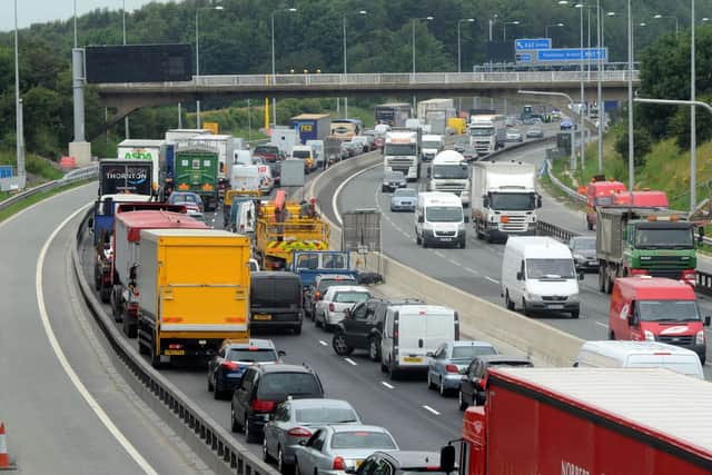 A motorcyclist has died and a van driver has been arrested after a crash on the M62 in West Yorkshire. Photo is a stock image of the M62 and not the exact location.