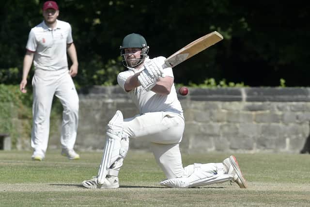LEADING MAN: Alex Atkinson pulls to the legside on his way to 196 not out for Aire Wharfe Division One leaders Otley against local rivals Ilkley. Picture: Steve Riding.