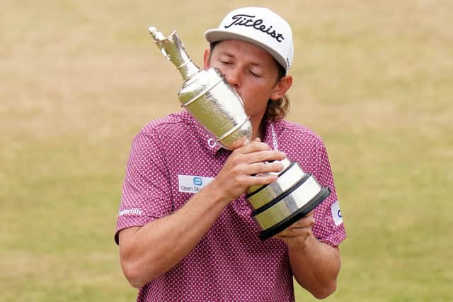 Victory kiss: Australia's Cameron Smith celebrates with The Claret Jug after winning The Open at the Old Course, St Andrews. Picture: Jane Barlow/PA Wire.