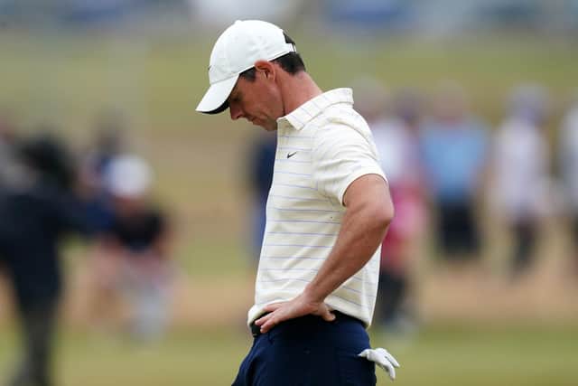 Hard to take: Northern Ireland's Rory McIlroy looks dejected on the 18th after finishing his final round at The Open. Picture: David Davies/PA Wire.