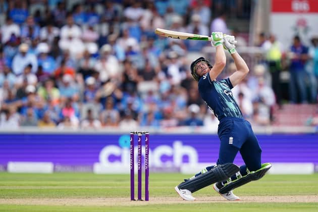 Busy start: England's Jos Buttler batting during the defeat by India at Old Trafford. Picture: Mike Egerton/PA Wire.
