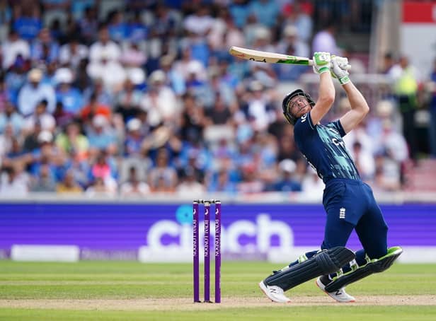 Busy start: England's Jos Buttler batting during the defeat by India at Old Trafford. Picture: Mike Egerton/PA Wire.