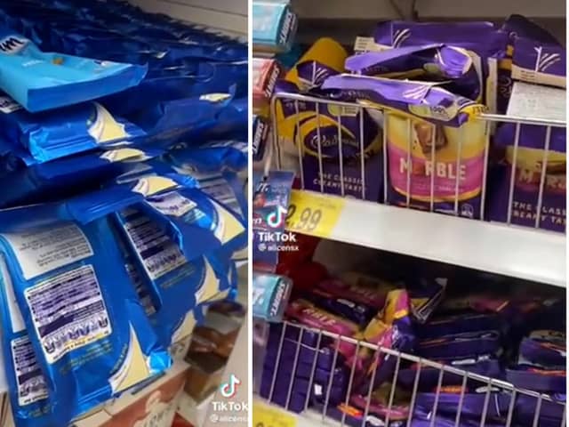 A video on TikTok has shown the effect of the warm weather on the confectionery in a shop in Yorkshire. Photo: TikTok