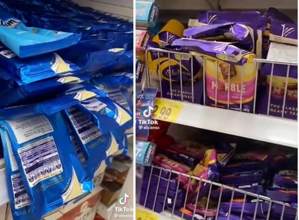 A video on TikTok has shown the effect of the warm weather on the confectionery in a shop in Yorkshire. Photo: TikTok