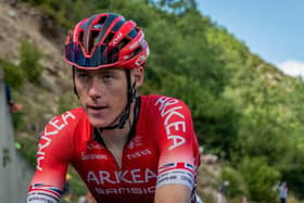 Connor Swift of Arkea Samsic climbs the Col du Portet at last year's Tour de France (Picture: Emma Wilcock/SWpix.com)