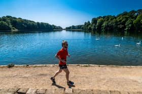 A runner enjoying the warm conditions whilst out in Roundhay Park on Monday (Image: James Hardisty)