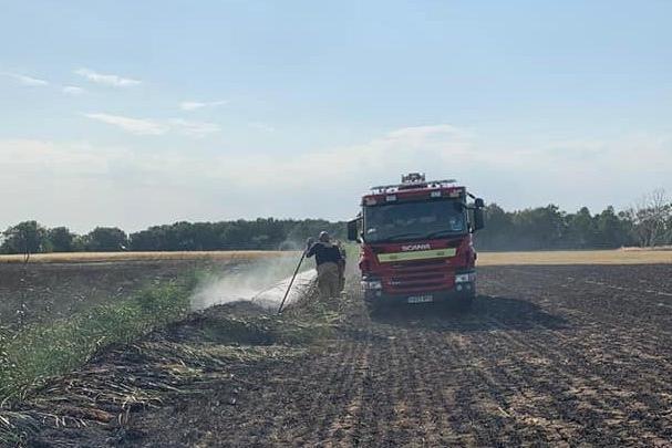 A field fire being doused in Humberside [Image: Humberside Fire and Rescue]