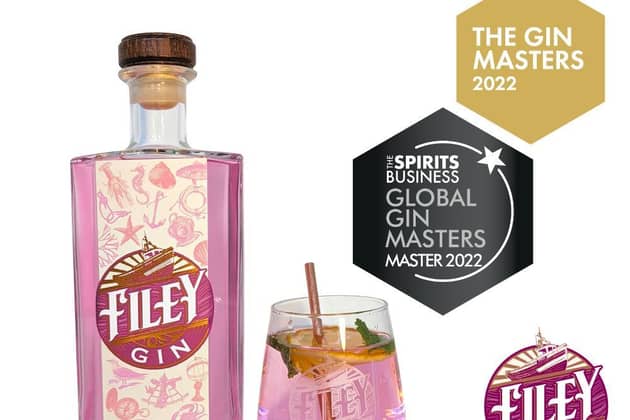 Filey distillery's  Pink Gin won the Master and Gold  Medal at the Spirit Business Gin Masters.