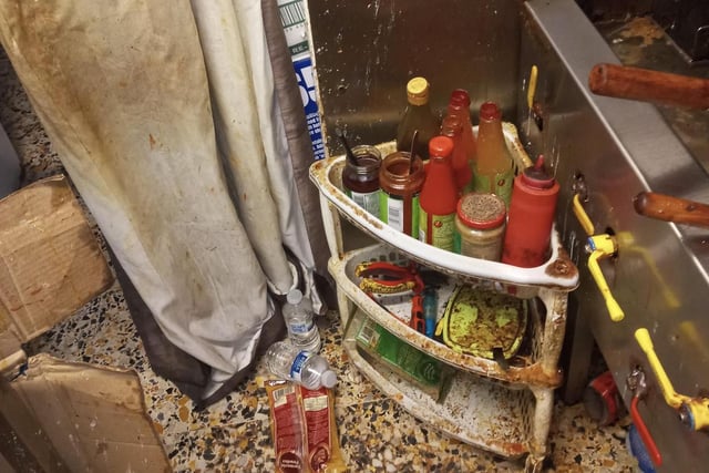 Mould and dirt could be seen across the kitchen.
