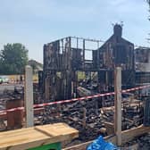 The scene after a blaze in Barnsley, South Yorkshire, after temperatures topped 40C in the UK for the first time ever