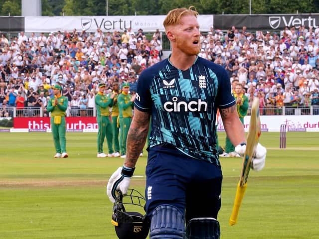 England's Ben Stokes leaves the pitch after scoring just five in defeat to South Africa. Picture: PA