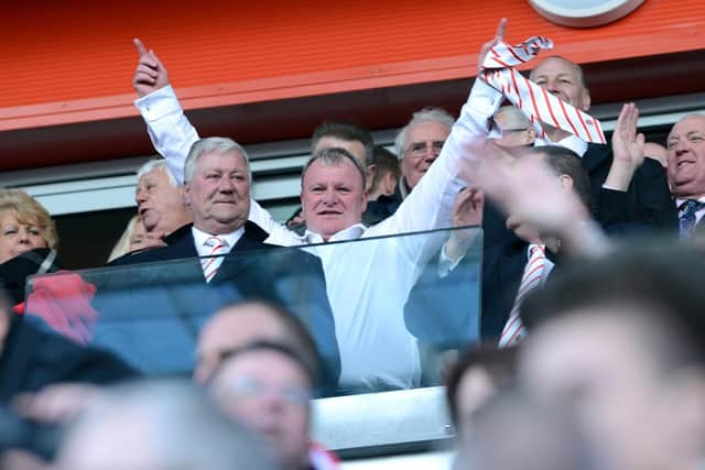 Rotherham United manager Steve Evans and chairman Tony Stewart celebrate promotion to League One back in 2013. Picture: Steve Taylor/Johnston Press.