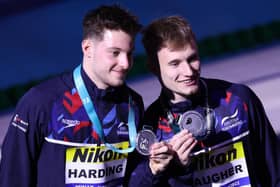 TEAMMATES: Jack Laugher, right, is eyeing more medal success at the Commonwealth Games in Birmingham in the 1m and 3m individual springboard as well as in the 3m synchro with new partner, Anthony Harding, left. Picture: Getty Images.