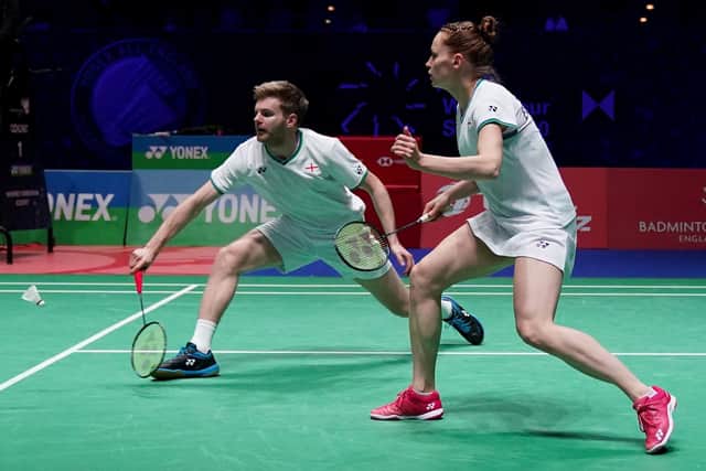 England's Marcus Ellis (left) and Lauren Smith in action at  the YONEX All England Open Badminton Championships in 2020. Picture: Morgan Harlow/PA Wire.