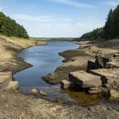 The submerged walls of buildings and boundary walls as well as the stumps of felled trees emerge from the low water levels at Thruscross Reservoir near Harrogate as the long spell without significant rainfall continues. Picture Tony Johnson