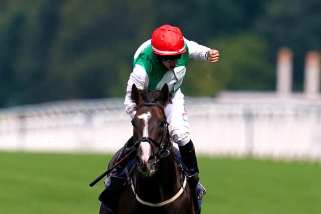 Stunning success: PJ McDonald celebrates his shock victory in the King George VI and Queen Elizabeth Stakes at Ascot. Picture: John Walton/PA Wire.