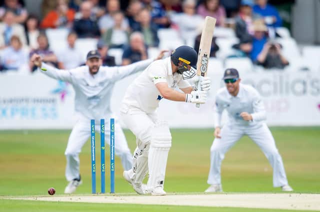 IN TROUBLE: Yorkshire's Adam Lyth is bowled by Hampshire's Mohammad Abbas. Picture by Allan McKenzie/SWpix.com