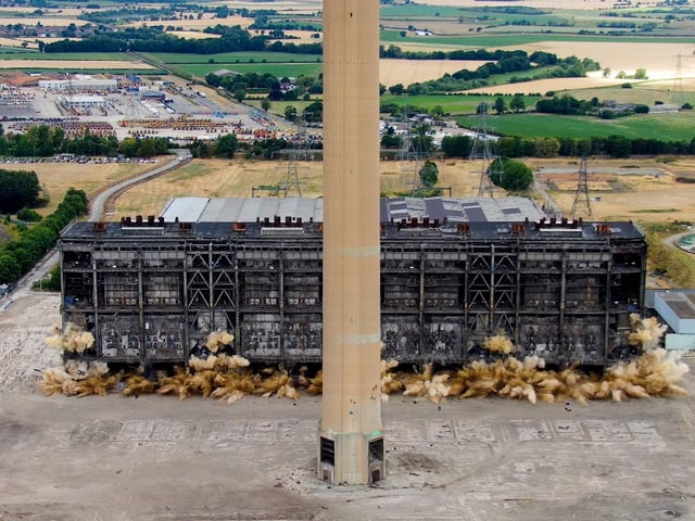 The last remaining structures at the former coal-fired power station were blown down on the morning of Sunday, July 24.