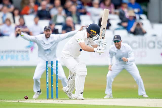 Disastrous start: Yorkshire's Adam Lyth is bowled by Hampshire's Mohammad Abbas as the hosts tumbled to 33-6 at one point. Picture by Allan McKenzie/SWpix.com