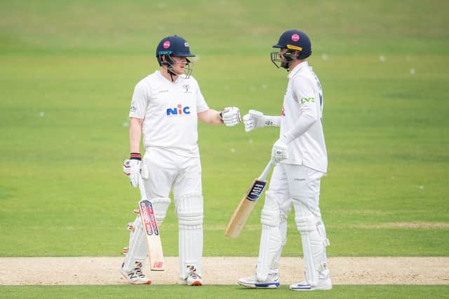 Fightback: Yorkshire's Dom Bess, left, and Will Fraine both scored half-centuries as the White Rose recovered to 158-8 at Scarborough. Picture by Allan McKenzie/SWpix.com